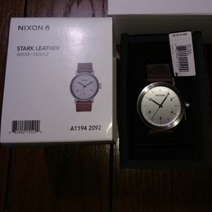 Nixon - Stark Leather - Silver/Saddle